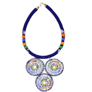 BLUE PLASTIC BEADED NECKLACE