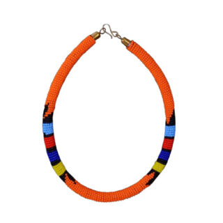 ORANGE PLASTIC BEADED RING-SHAPED NECKLACE