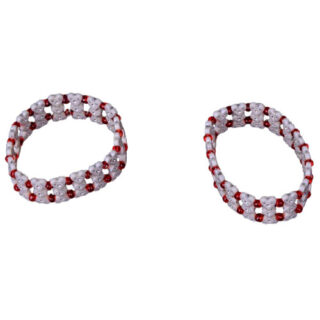 A PAIR OF WHITE AND RED BEADED BRACELETS