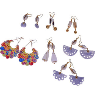 EARRINGS MADE FROM COW-BONE & COWRIE SHELLS